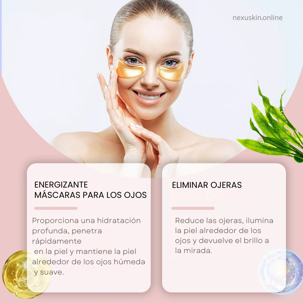 Máscara de Ojos de Oro 24K - Anti-Ojeras, Reafirmante e Hidratante (6 Piezas)