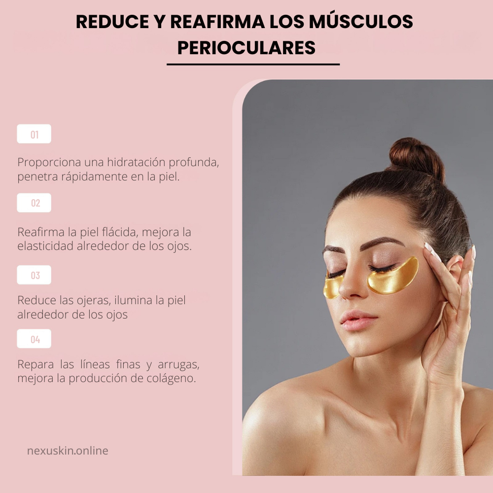 Máscara de Ojos de Oro 24K - Anti-Ojeras, Reafirmante e Hidratante (6 Piezas)