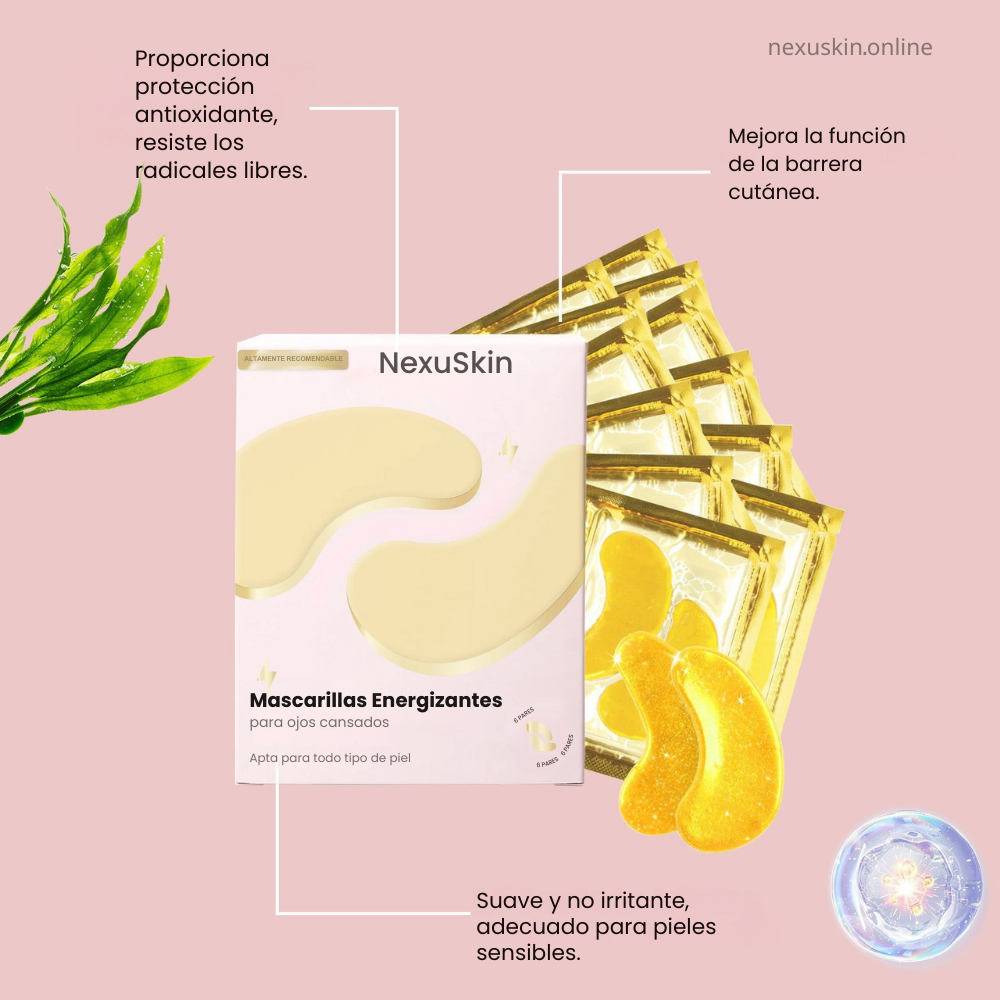 Máscara de Ojos de Oro 24K - Anti-Ojeras, Reafirmante e Hidratante (6 Piezas)