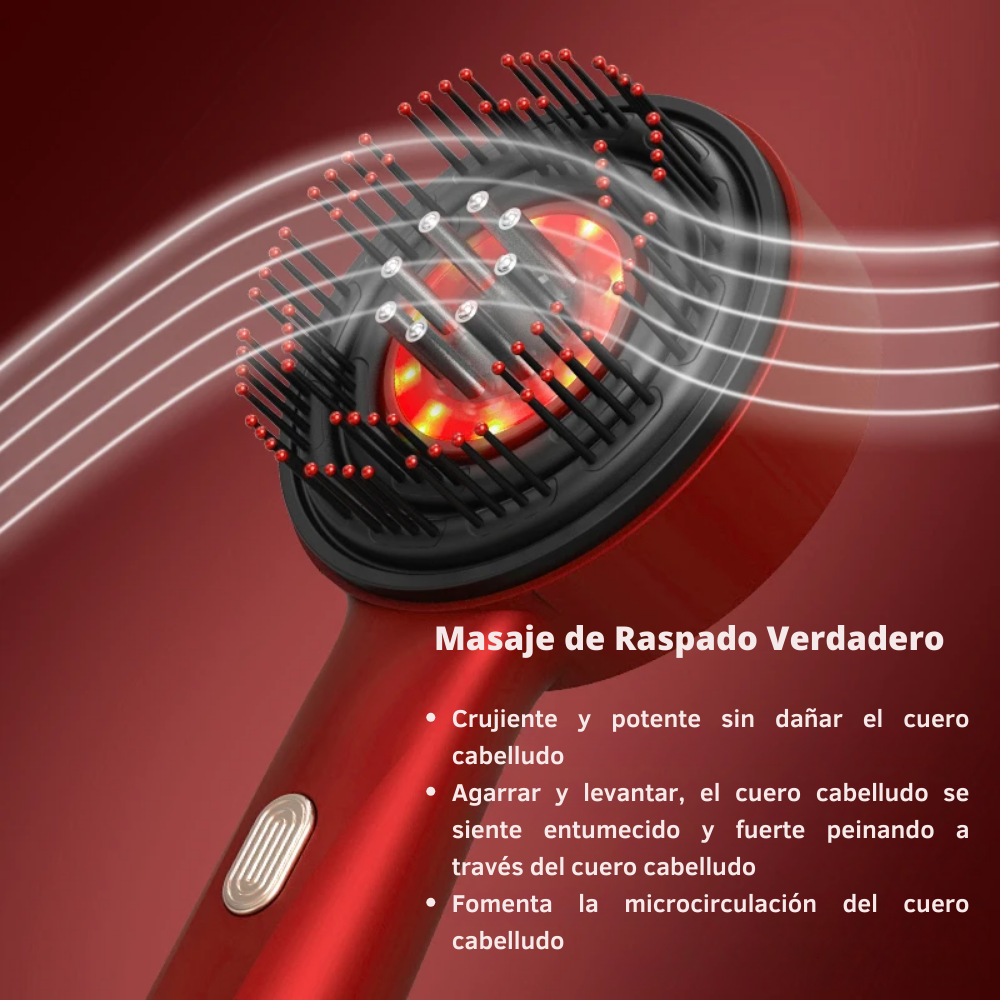 Peine Masajeador de Cabello con Luz Roja Eléctrica | Fortalecedor & Reductor de Caída