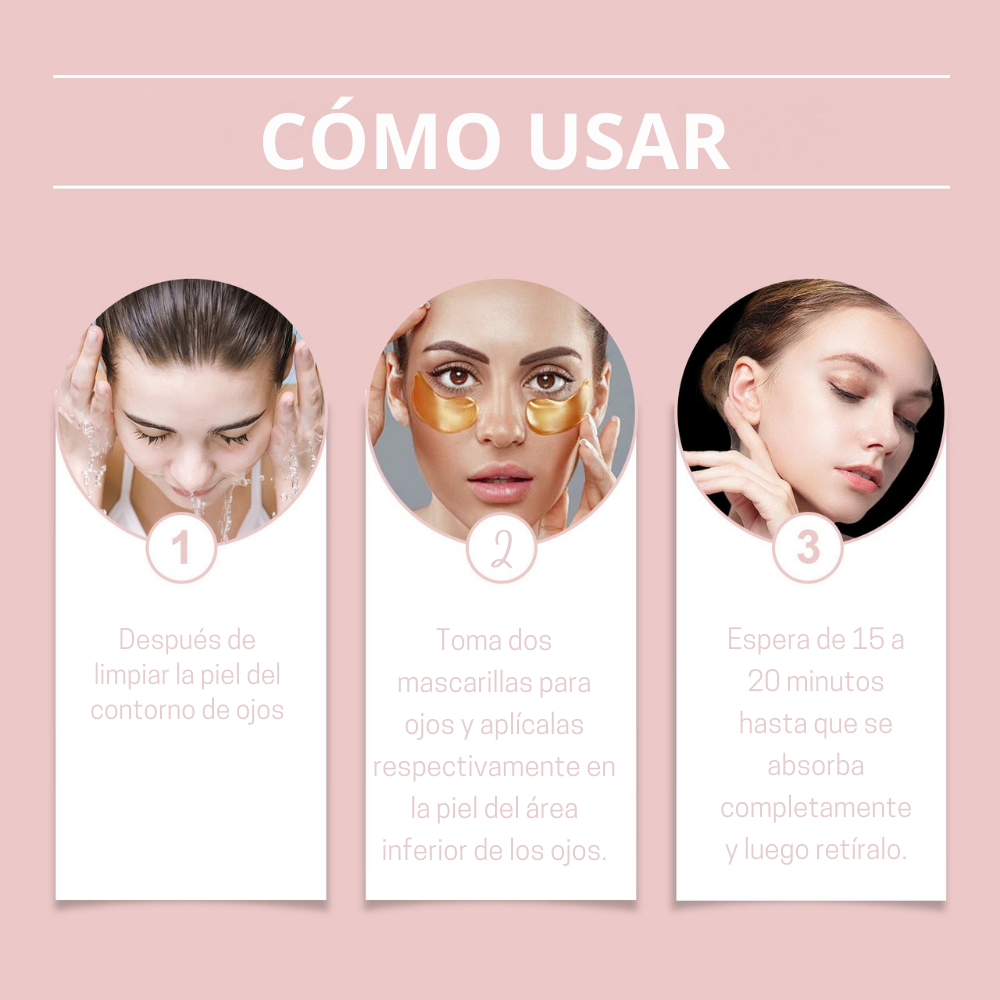 Máscara de Ojos de Oro 24K - Anti-Ojeras, Reafirmante e Hidratante (6 Piezas)